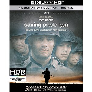 Saving Private Ryan (1998) (4K Ultra HD + Blu-ray + Digital) $15