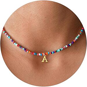 Yoosteel Kids Colorful Beaded Initial Necklace (18K Gold- or White Gold-Plated) $4 