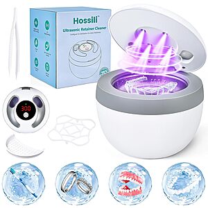Hossili Ultrasonic UV Retainer Cleaner w/ 4 Wash Modes (various) from $15.20 