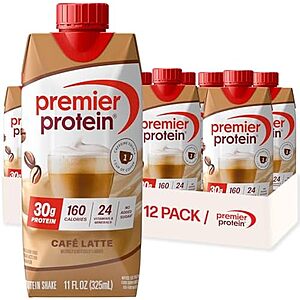 12-Ct 11-Oz Premier Protein 30g Protein Shake (Cafe Latte, Caramel or Vanilla) $8.15 w/ S&S