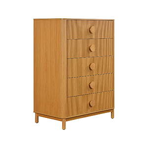 48" Beautiful Fluted 5-Drawer Dresser (Warm Honey Finish) $187.60 + Free S&H