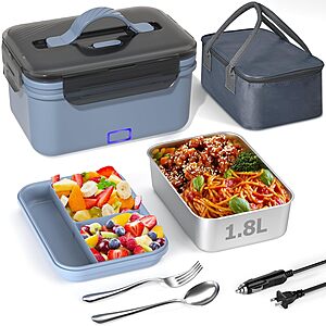 100W Electric Lunch Box Food Heater w/ 1.8L Stainless Steel Container