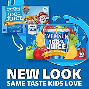 4-Pk 10-Ct Capri Sun Mango Pineapple Flavored 100% Juice Blend Pouches $11.25 w/ S&S