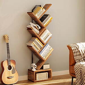 6-Tier Casacomoda Tree Bookshelf w/ Storage Cabinet