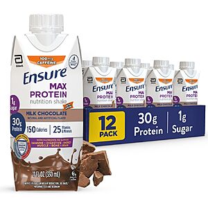 12-Pk 11-Oz Ensure Max Protein Nutrition Shake (various) from $15.40 w/ S&S