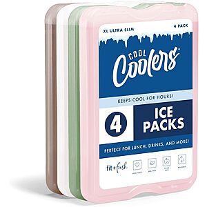 4-Pk Fit & Fresh Cool Coolers Reusable Slim XL Ice Packs (various colors)