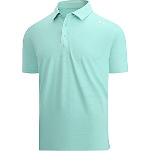 Esabel.C Men's Golf Dry Fit Collared Short Sleeve Polo Shirt w/ 4-Way Stretch
