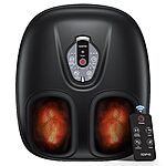 RENPHO Foot Massager Machine with Air Compression &amp; 3 Heating Levels, Heated Shiatsu Foot Massager with Wireless Remote Control $69.98