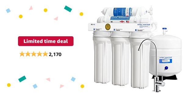 Limited-time deal: APEC Water Systems RO-90 Ultimate Series Top Tier Supreme Certified High Output 90 GPD Ultra Safe Reverse Osmosis Drinking Water Filter System, Chrome  - $195.00