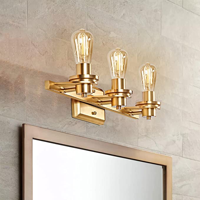 Motini Industrial Style Vanity Fixtures: 3-Light Gold/Brushed Brass w/ Bulbs $22, 3-Light Black/Brushed Brass $18.74 + Free Shipping