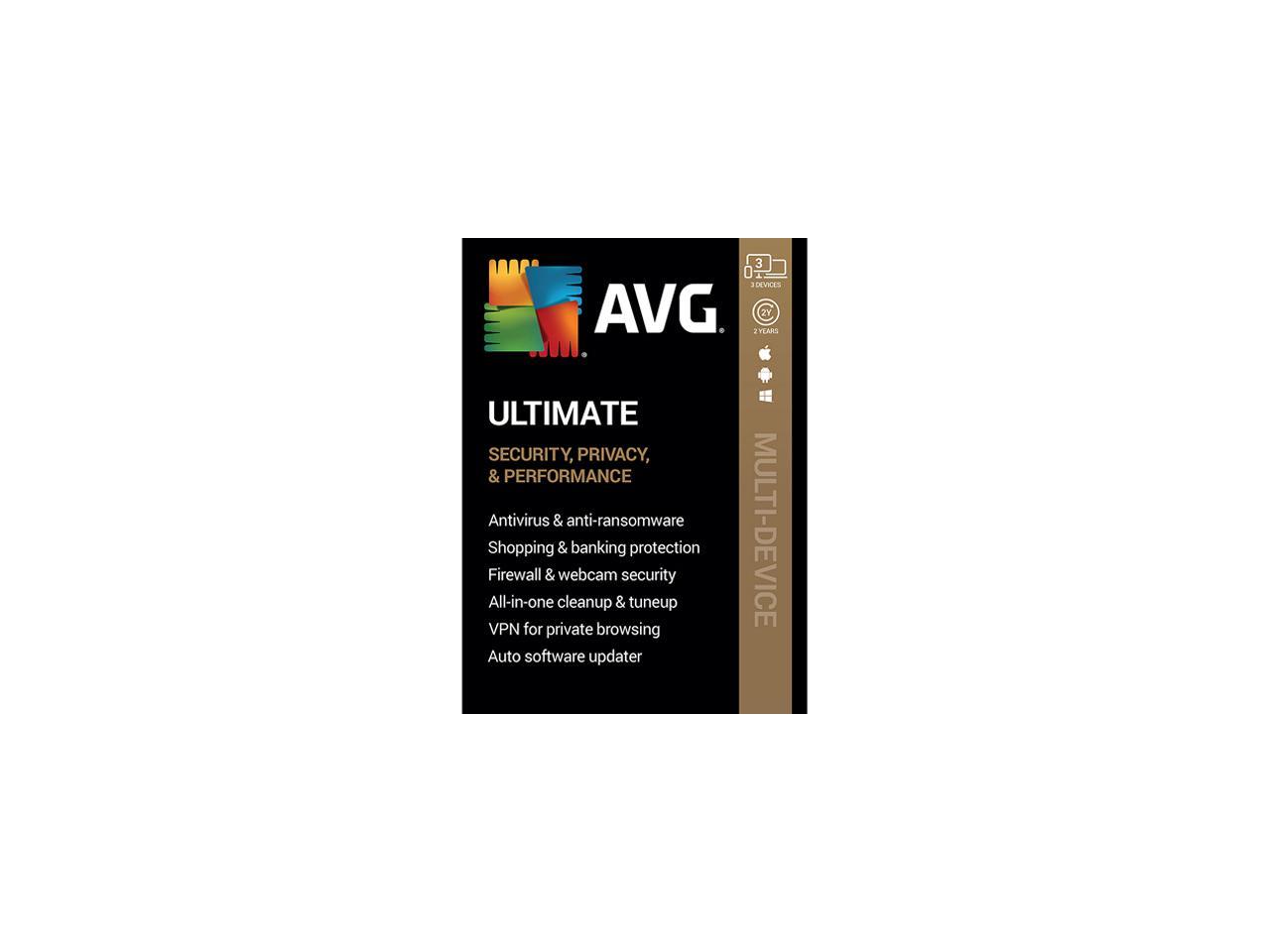 2-Years AVG Ultimate 2023: Internet Security + TuneUp + VPN (3 Devices  Digital Download) $10