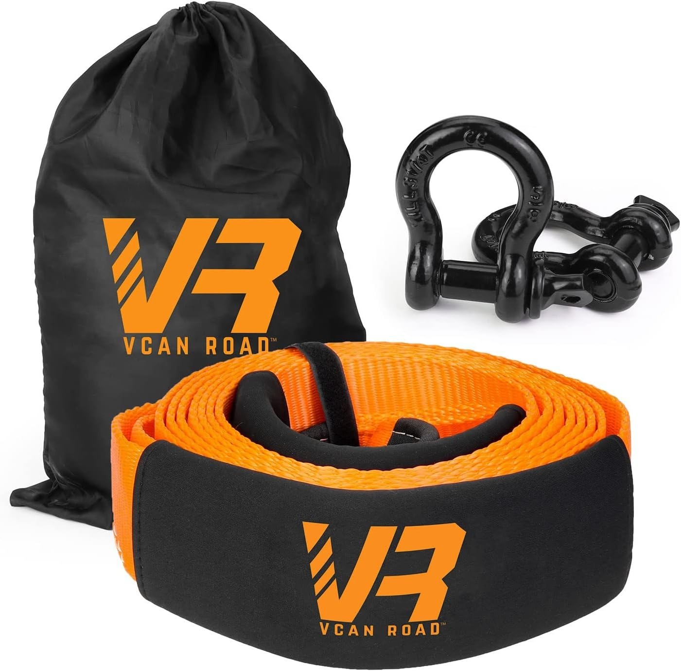 2" x 16.5' VCAN ROAD Heavy Duty Nylon Tow Strap w/ Hooks for Vehicle Recovery (20,000lbs Weight Capacity) $13 & More + Free Shipping