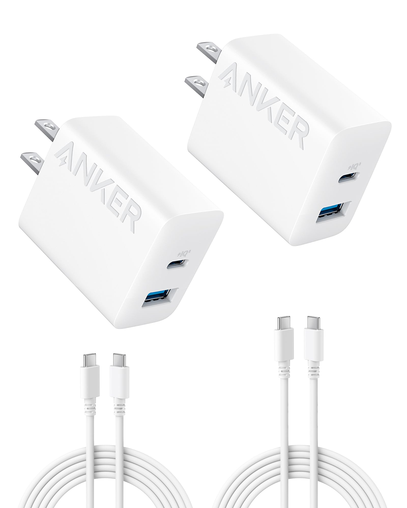 2-Pack Anker 20W 2-Port USB Type-C + Type-A Wall Charger + 2x 5' Type-C Cables $14.39 & More + Free Shipping w/ Prime or on Orders $35+