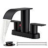 FORIOUS 4" Centerset Bathroom Faucet with Drain & Water Supply Lines (Matte Black)