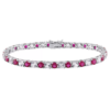 Lab-Created Ruby & White Sapphire Tennis Bracelet
