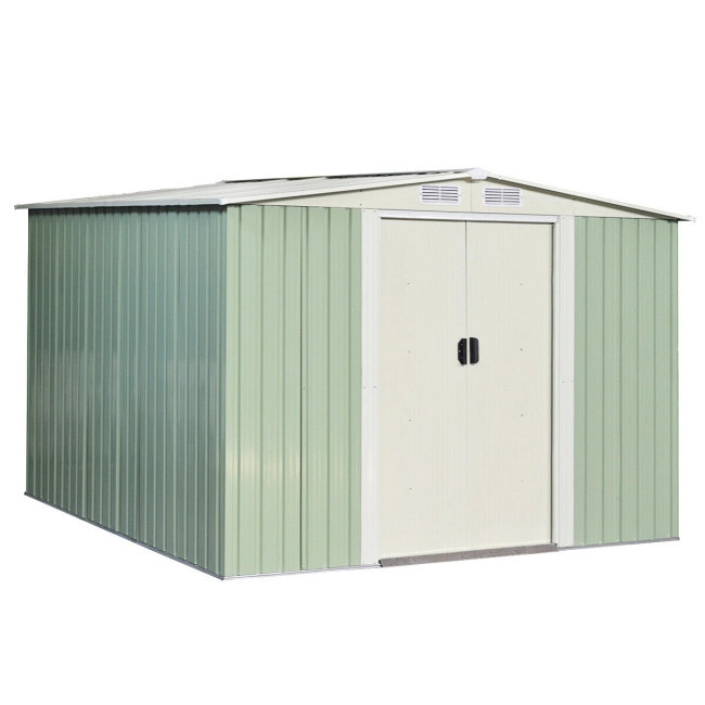 8ft x 8ft Costway Galvanized Steel Outdoor Storage Shed w/ Sliding Doors & Vents (Light Green) $485 + Free Shipping