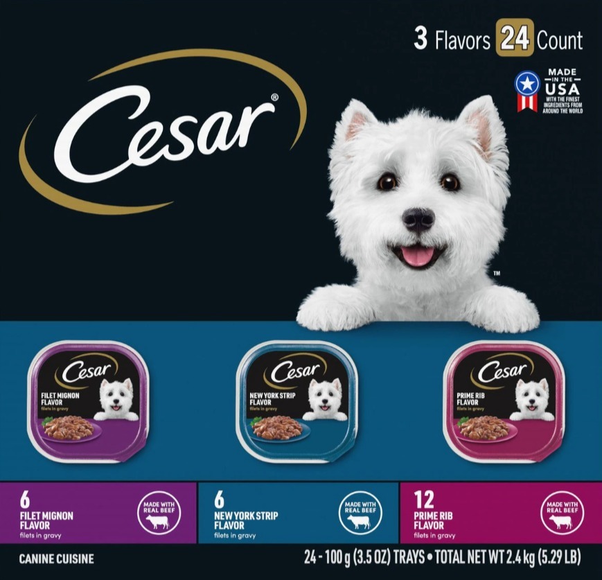 24-Count 3.5-Oz Cesar Filets in Gravy Beef Flavors Dog Food Trays (Variety Pack) $14 w/ First Autoship + Free S&H (New Customers Only)