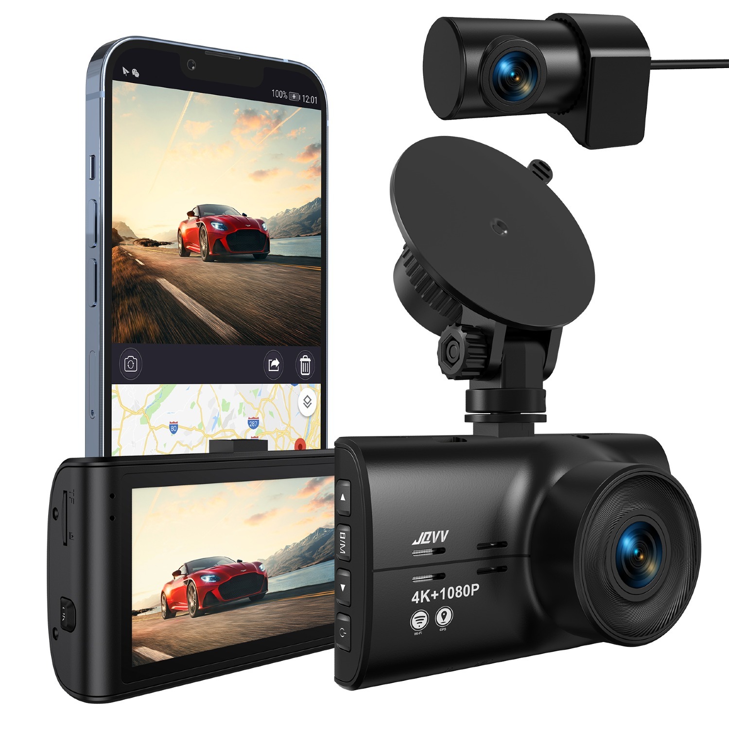 JQVV Dash Cam 4K/2.5K Front & 1080P Rear w/ WiFi, GPS, Night Vision, Parking Mode, Supports up to 256GB Storage $46 + Free Shipping