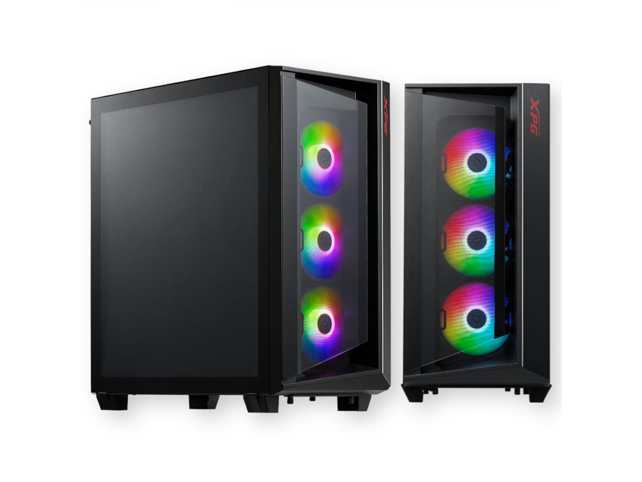 XPG CRUISER Black + RGB Mid Tower Chassis Tempered Glass Computer Case