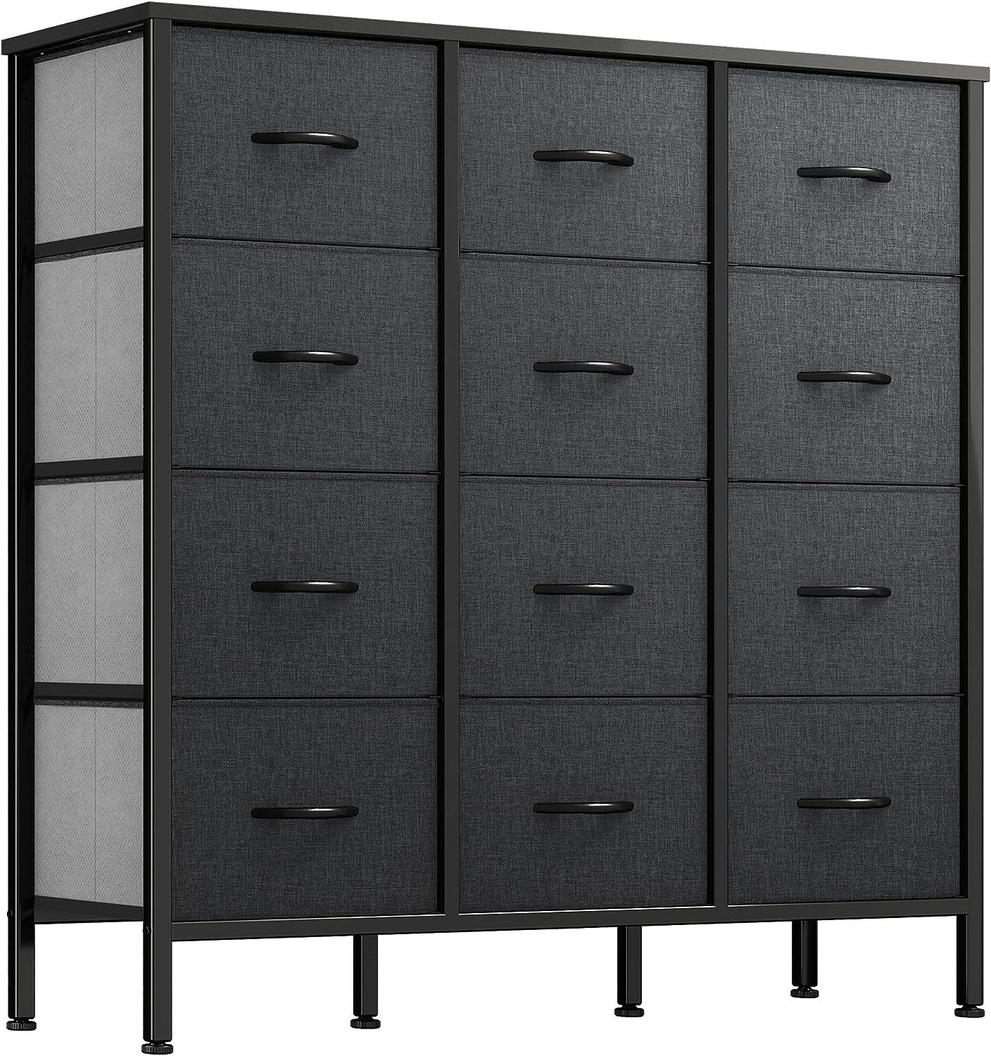 YITAHOME Storage Tower Dresser w/ 12 Fabric Drawers & MDF Wood Top