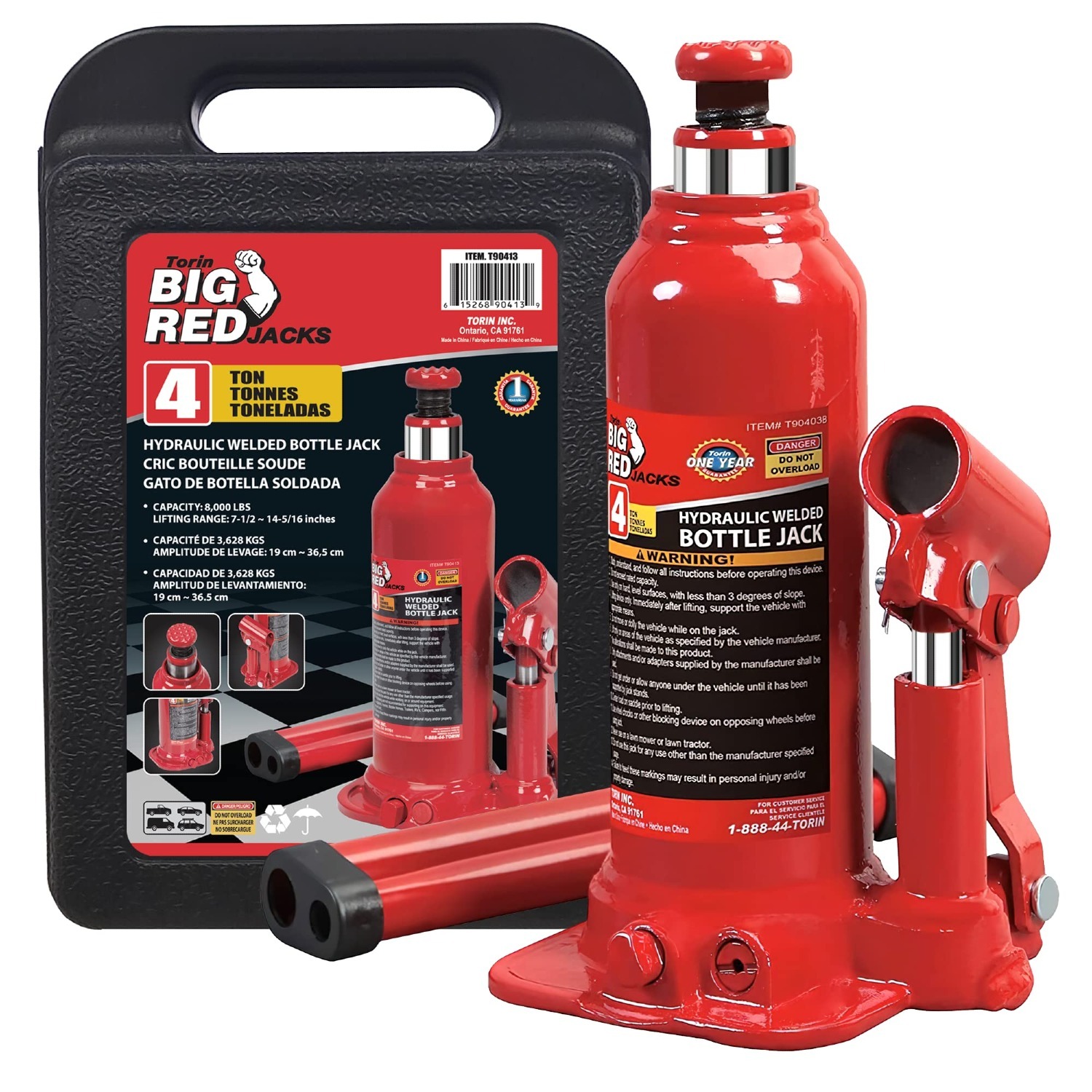 BIG RED 4 Ton (8,000 lb) Capacity Hydraulic Bottle Car Jack (Red, TAM90413) $23.38 + Free Shipping w/ Prime