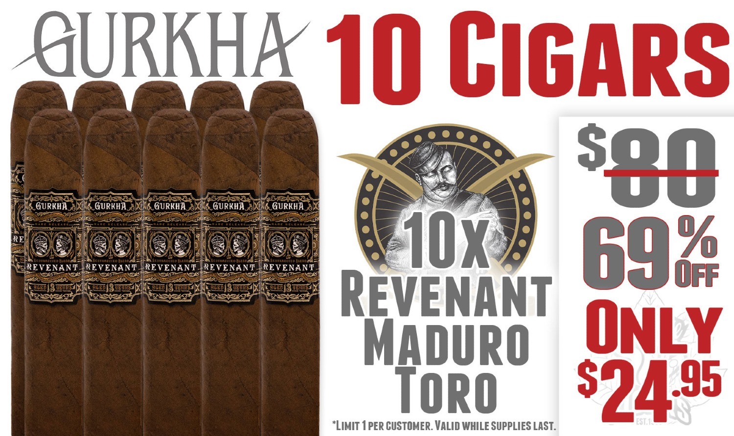 10-Pack Gurkha Revenant Maduro Cigars $24.95 + Free Shipping