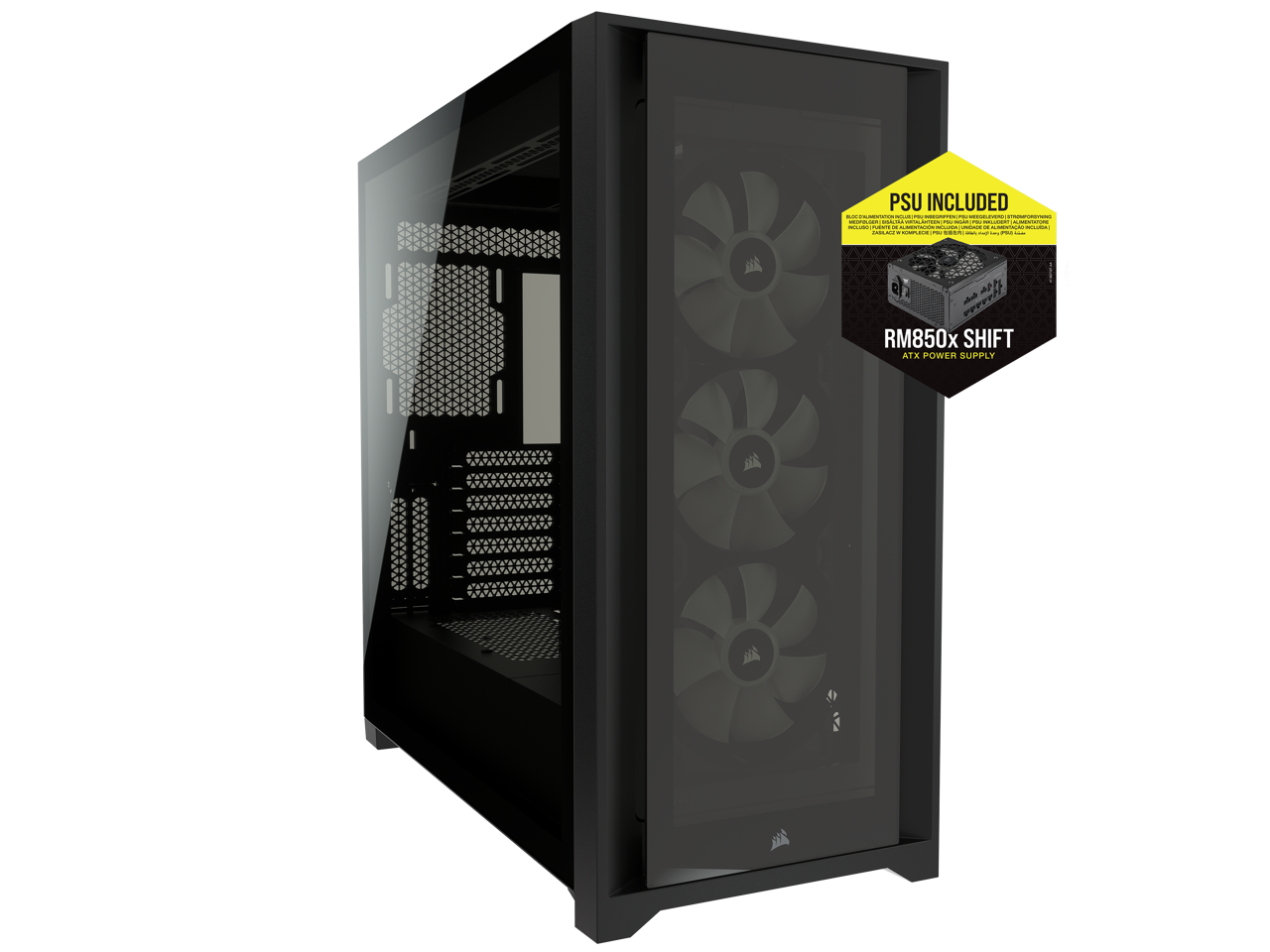 CORSAIR iCUE 5000X RGB Tempered Glass Mid-Tower ATX PC Smart Case (Black) w/ RM850x SHIFT Power Supply $218.78 + FS