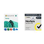 15-Month Microsoft 365 Family (6 People) + 1-Year Norton Secure VPN (1 Device) $67 (PC/Mac Download)