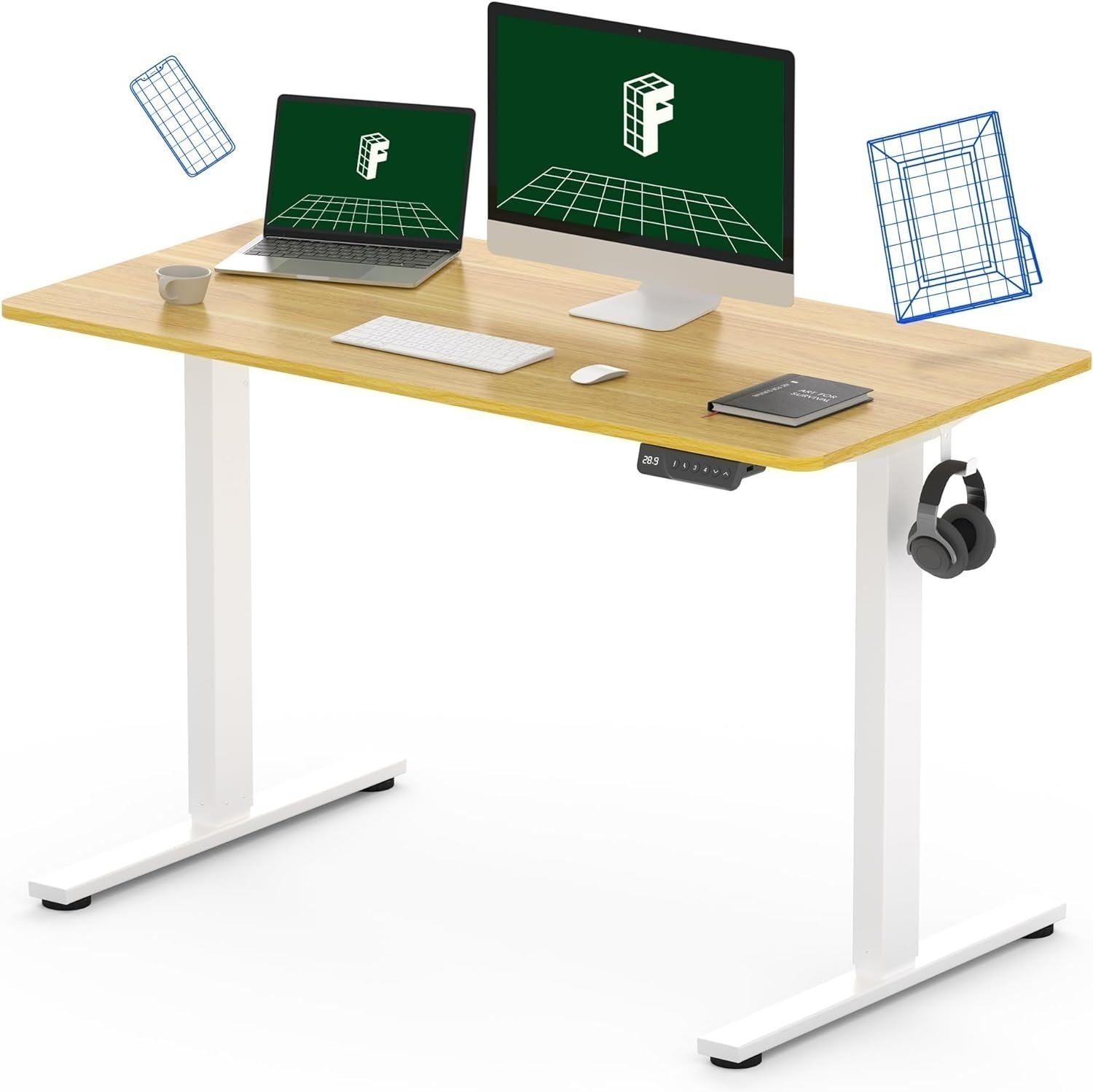 48"x24" FLEXISPOT EN1 Electric Standing Desk w/ Whole-Piece Desktop: White Frame + Maple Top $145, White Frame + White Top $149.40 + Free Shipping