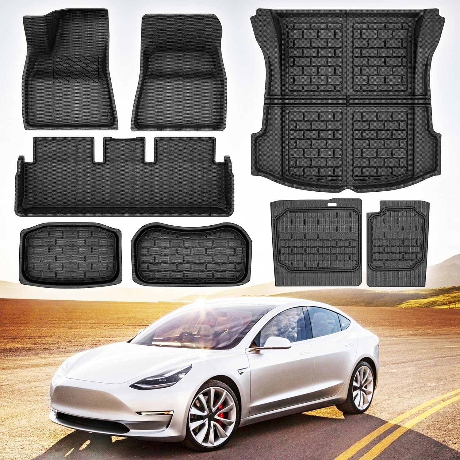 8-Piece AUTOSAVER88 Floor & Trunk Mat Set for Tesla Model 3 (2020-2024) $65  + Free Shipping
