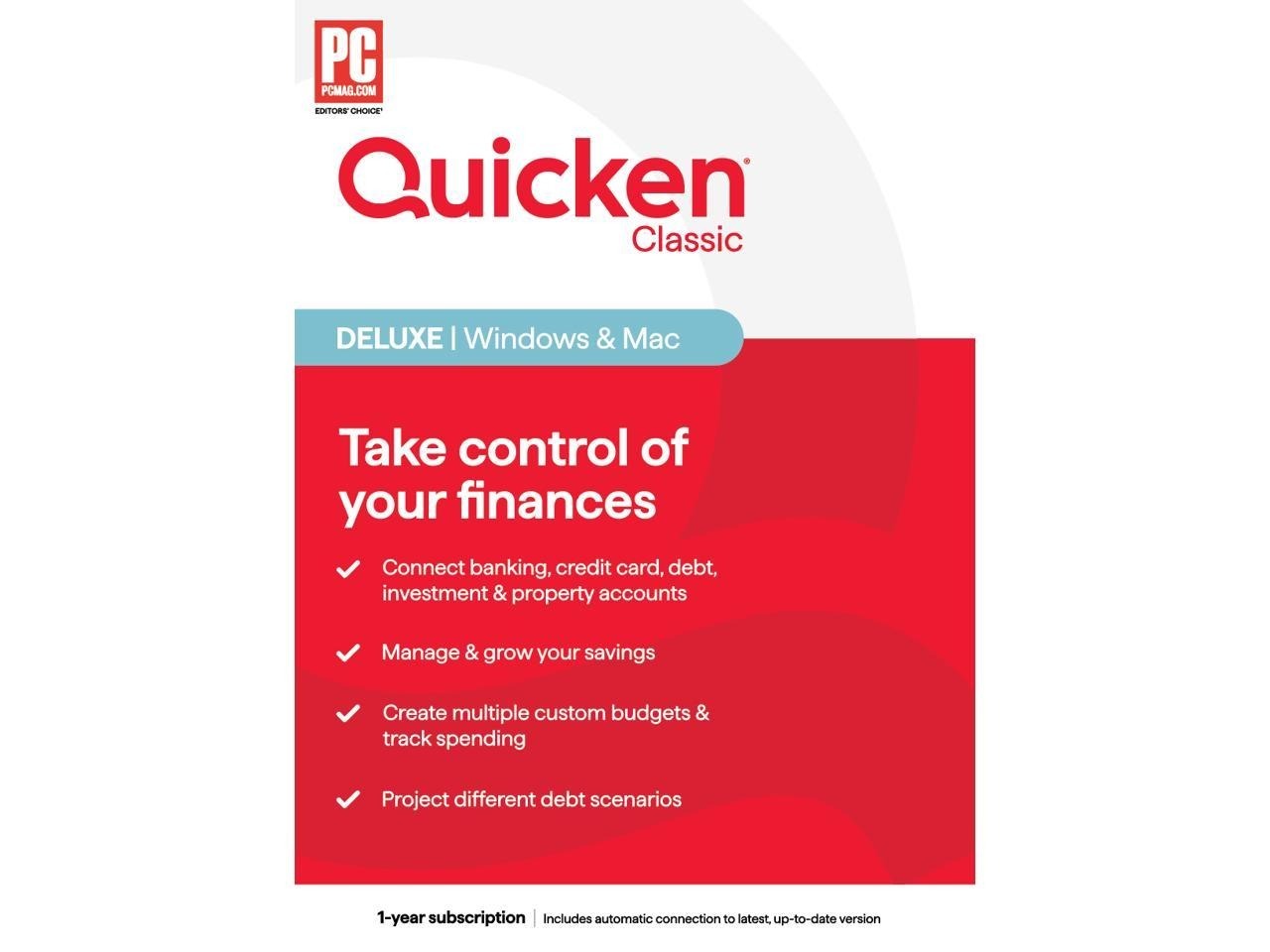 Quicken Classic Deluxe 1-Year Subscription (Windows/Mac Key Card) $32 & More + Free Shipping