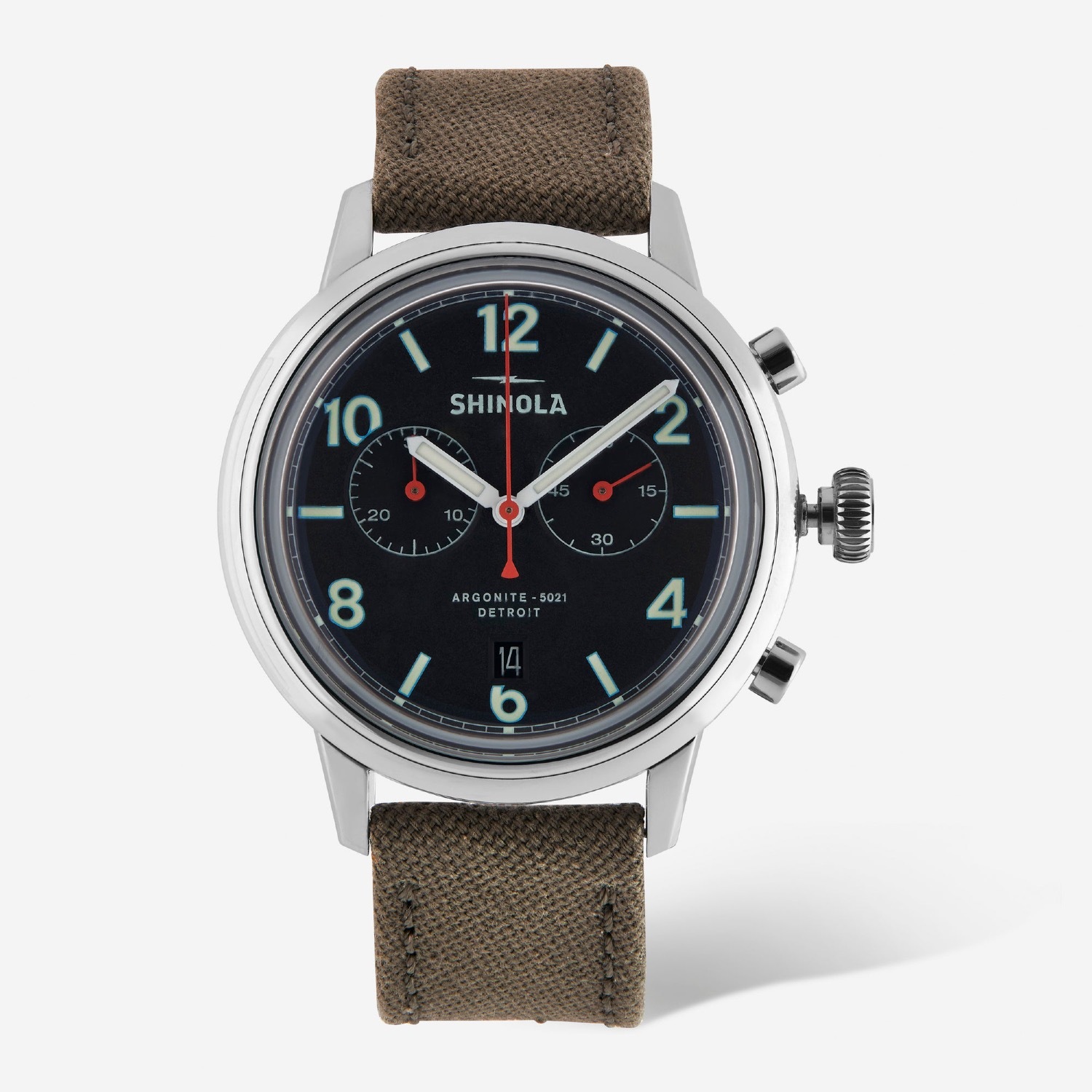 Shinola The Traveler Chronograph Watch (Black Dial, Canvas Strap) $349 + $9.82 Shipping