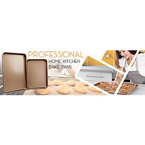 Nutrichef Non-Stick Cookie Sheet Baking Pans - 2-pc. Professional Quality Kitchen Cooking, Black