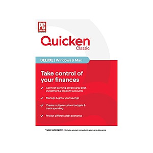 Quicken Classic Deluxe 1-Year Subscription (Windows/Mac Key Card) $32 & More + Free S&H