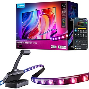 Govee TV Backlight 3 Pro 5-in-1 RGBWWIC LED Strip Lights w/ HDR Triple Camera: 11.8' $134.99, 16.4' $157.99 + FS