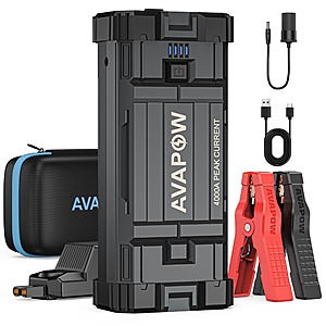 AVAPOW 12V 4000A Peak 27800mAh Car Battery Jump Starter (for All Gas / up to 10L Diesel) $29 + Free Shipping