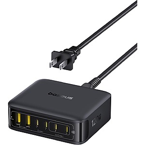 Baseus 6-Port up to 120W USB Charging Station w/ 5' AC Cord (4x USB-C & 2x USB-A) $25.65 