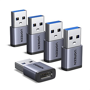 5-Pack UGREEN 10Gbps USB to USB C Adapter $9.99,2-Pack UGREEN 40Gbps Right Angle USB C Adapter $8.99 & More + Free Shipping w/ Prime
