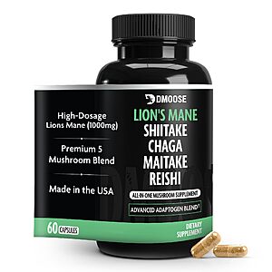 DMoose Lion's Mane Mushroom Complex Supplement,5-in-1 Adaptogenic Blend (30 Servings) $6.82 w/ Subscribe & Save