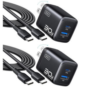 2-Pack INIU Up to 30W PD Fast Charging USB-C Charger Block (USB-C + USB-A; Black) $9.15 