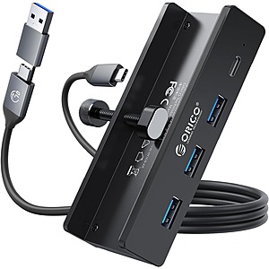 ORICO 4-Port USB Desk Clamp Hub (1x USB-C, 3x USB-A) $14.30 