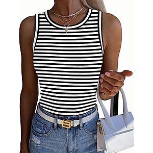 Zeagoo Womens Sleeveless Crewneck Ribbed Tank Tops (Various) $6.99 + Free Shipping w/ Prime