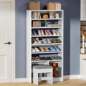 YITAHOME 8-Tier Shoe Cabinet w/ Hidden Bench (White or Rustic Brown) $77.34 + Free Shipping