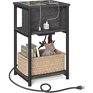 VASAGLE 3-Tier Side Table w/ Charging Station (Various Colors) $20 + Free Shipping