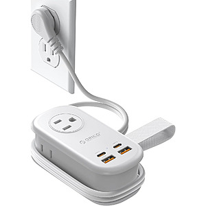 65W ORICO 7-in-1 GaN USB Travel Power Strip Charging Station