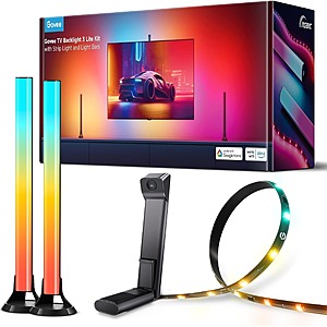 11.8ft Govee TV Backlight 3 Lite Kit w/ RGBICW Wi-Fi TV LED Strip Lights & Smart Light Bars