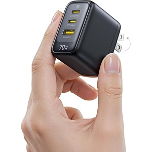 3-Port 70W Baseus Enerfill USB-C Charger w/ Foldable Plug $20 