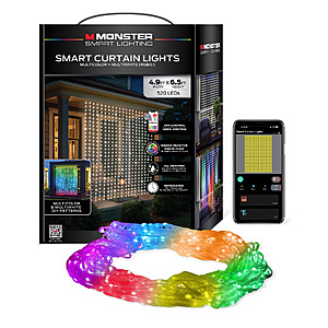 4.9' x 6.5' Monster Smart RGBIC + Multiwhite LED Curtain Lights $55 + Free Shipping