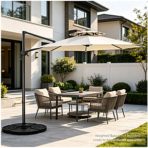 Ainfox 10' Offset Cantilever Patio Umbrella w/ 360° Rotation, 5-Level Tilt, UPF 50+ Canopy (Beige) $90 + Free Shipping