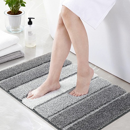 COSY HOMEER 24"x17" Ultra Soft Absorbent Bath Rug Mat w/ Non-Slip TPR Backing (Grey) $5.84 + Free Shipping w/ Prime